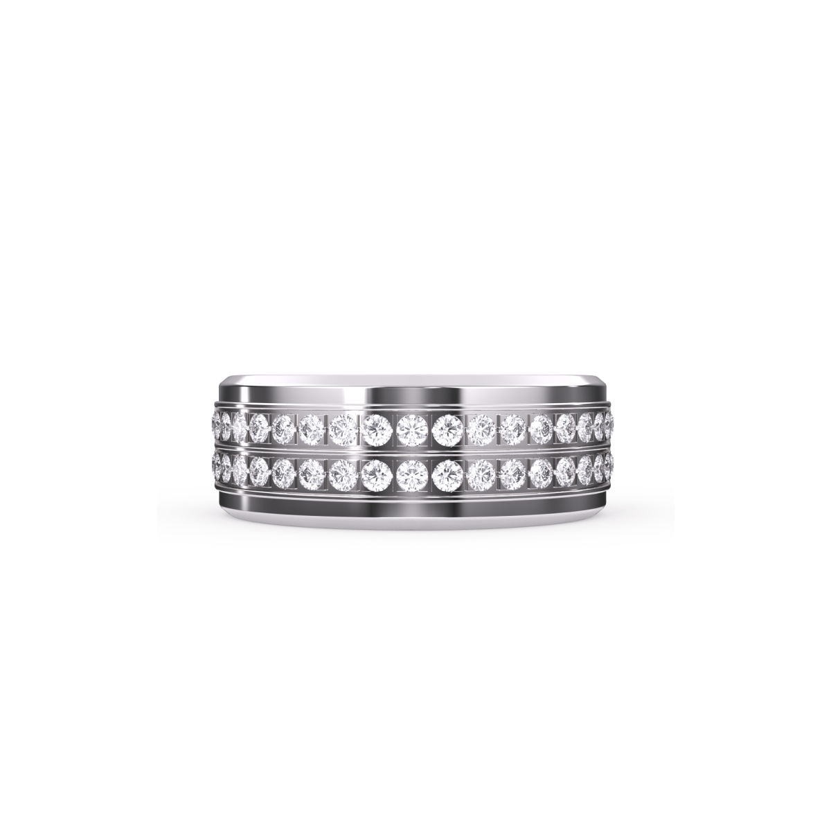 Half Eternity Two Row Diamond Wedding Band